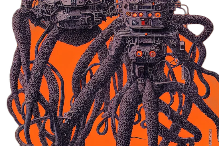 robot, cyberpunk, concept art, comic book art, outer space, risograph, grainy, drawing transparent PNG cut-out