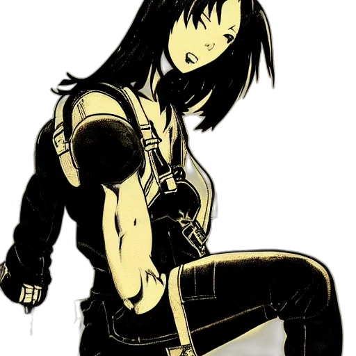 weapon, jacket, comic book art, cartoon, concept art, anime, monochrome, dark transparent PNG cut-out