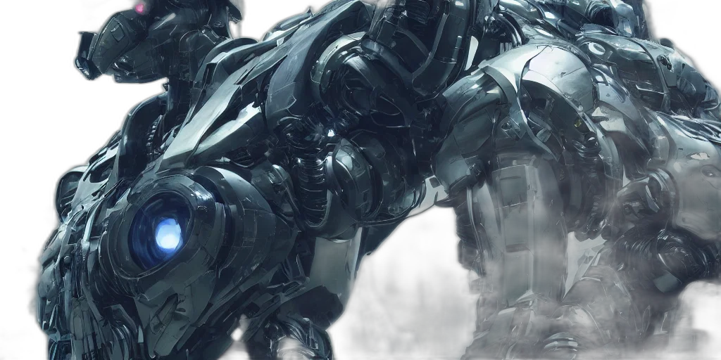 robot, concept art, cyberpunk, 3d render transparent PNG cut-out