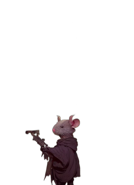 animal, weapon, staff, jacket, concept art, 3d render, cyberpunk, cartoon transparent PNG cut-out