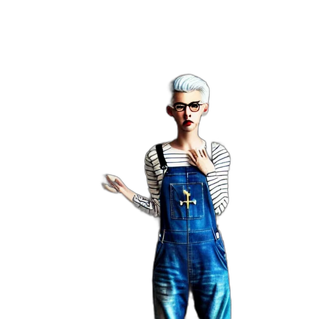 dress, staff, robot, cartoon, pixel art, 3d render, concept art, blue transparent PNG cut-out