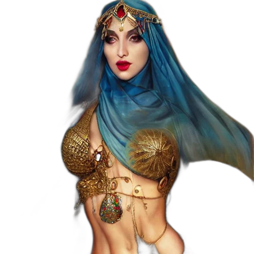 jewelry, fantasy art, concept art, comic book art, photorealistic, blue, beautiful, arabian transparent PNG cut-out