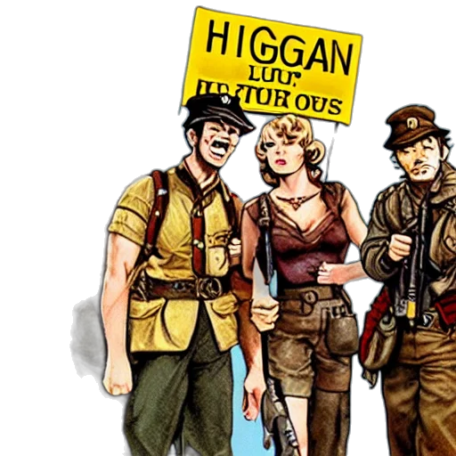 comic book art, concept art, cartoon, scene, hogan, heroes, style, lupin transparent PNG cut-out
