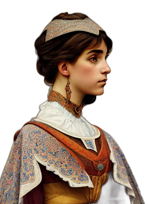 dress, jewelry, face, hat, oil painting, photorealistic, fantasy art, concept art transparent PNG cut-out