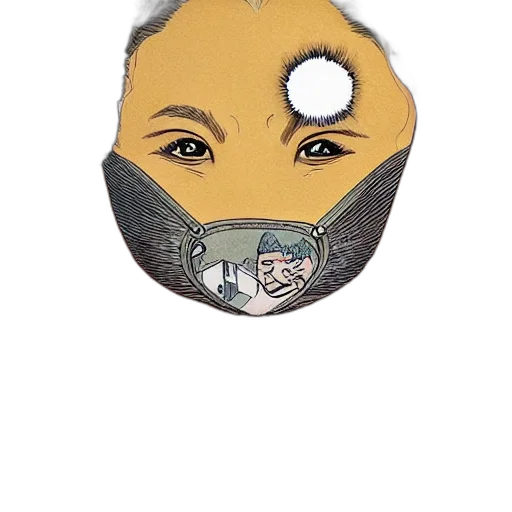 mask, face, jewelry, hat, cartoon, photorealistic, 3d render, anime transparent PNG cut-out