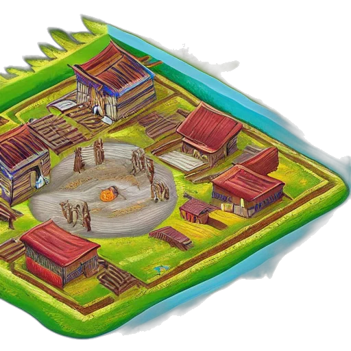 3d render, concept art, fantasy art, pixel art, forest, isometric, aerial, view transparent PNG cut-out