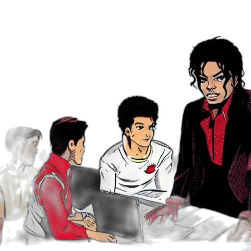 comic book art, cartoon, concept art, pixel art, fire, red, michael, jackson transparent PNG cut-out