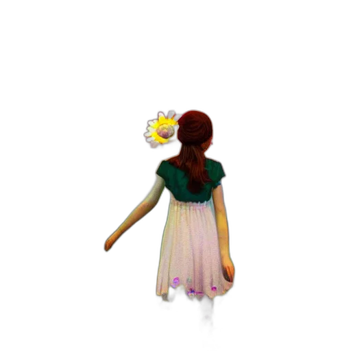 dress, staff, flower, crown transparent PNG cut-out