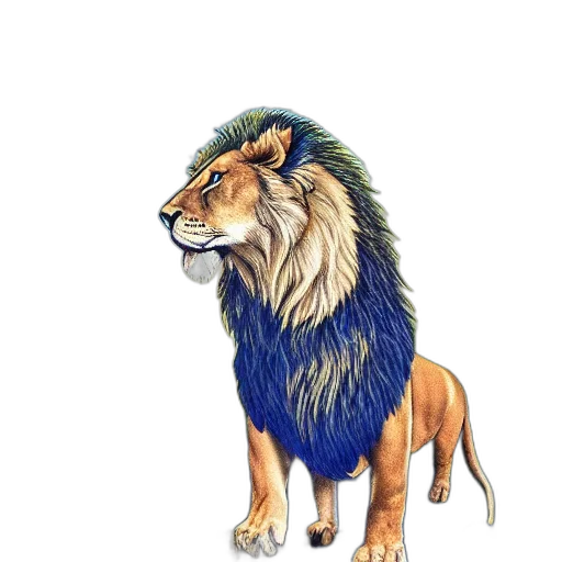 animal, jacket, staff, crown, watercolor, fantasy art, concept art, photorealistic transparent PNG cut-out