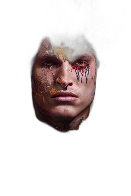 face, mask, creature, jacket, photorealistic, concept art, fantasy art, comic book art transparent PNG cut-out