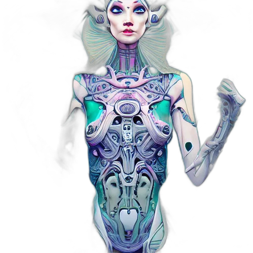 robot, jewelry, dress, creature, concept art, fantasy art, cyberpunk, comic book art transparent PNG cut-out