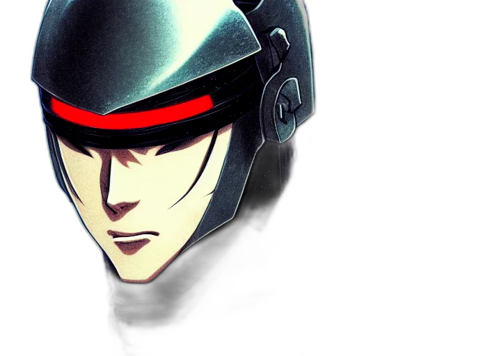 robot, hat, face, mask, concept art, anime, vaporwave, cyberpunk transparent PNG cut-out