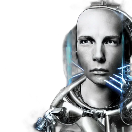 robot, 3d render, cyberpunk, concept art, photorealistic, outer space, personality, machine transparent PNG cut-out
