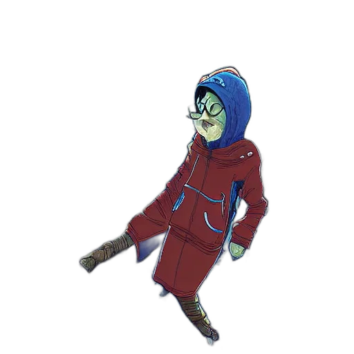 jacket, staff, creature, mask transparent PNG cut-out
