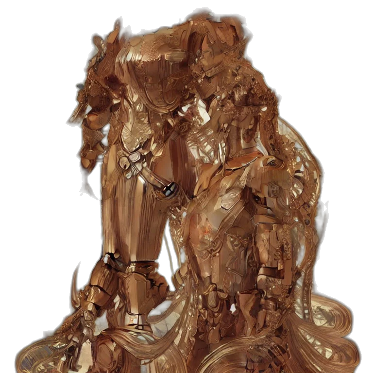 dress, jewelry, crown, hair, 3d render, concept art, golden, earth tones transparent PNG cut-out