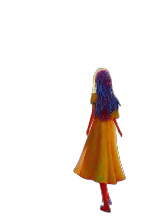 dress, hair, crown, staff transparent PNG cut-out