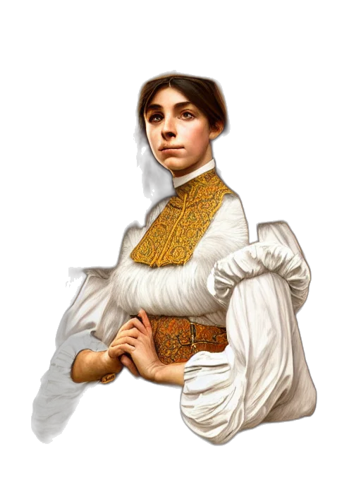 dress, staff, face, jacket, pixel art, concept art, photorealistic, oil painting transparent PNG cut-out