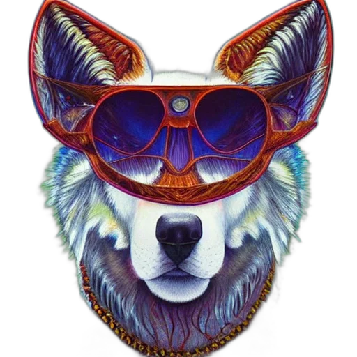 mask, jacket, face, animal, watercolor, fantasy art, concept art, cartoon transparent PNG cut-out