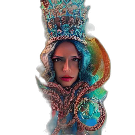 crown, mask, jewelry, staff, fantasy art, concept art, 3d render, photorealistic transparent PNG cut-out