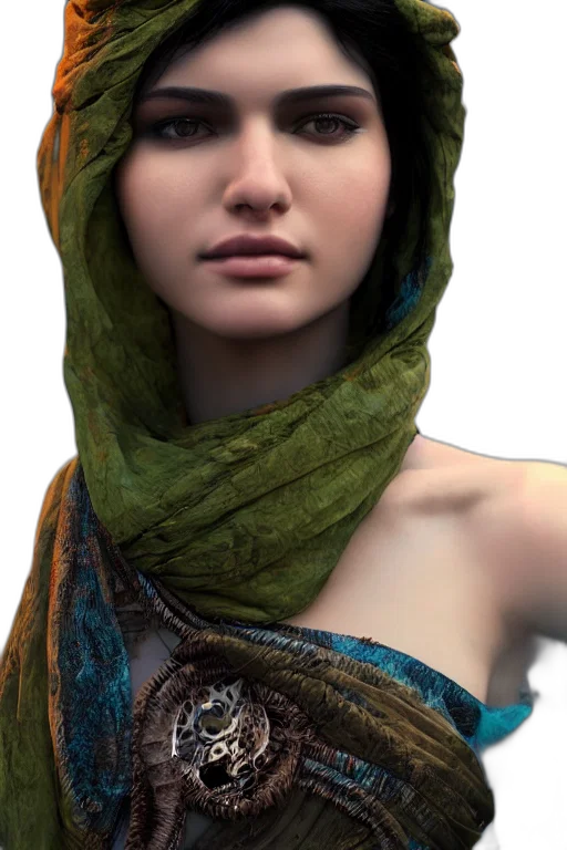 face, dress, staff, hat, fantasy art, photorealistic, 3d render, concept art transparent PNG cut-out