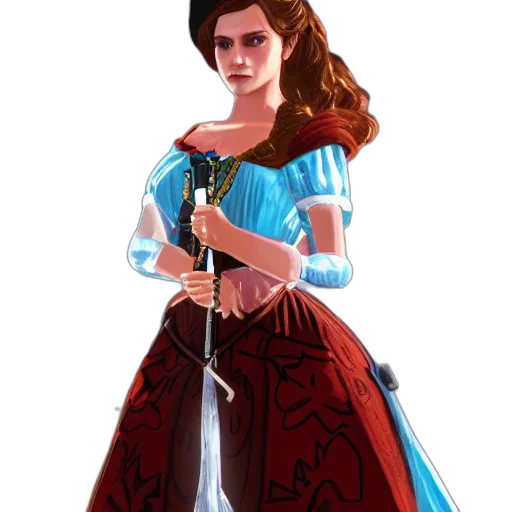 dress, sword, staff, concept art, fantasy art, comic book art, pixel art, blue transparent PNG cut-out
