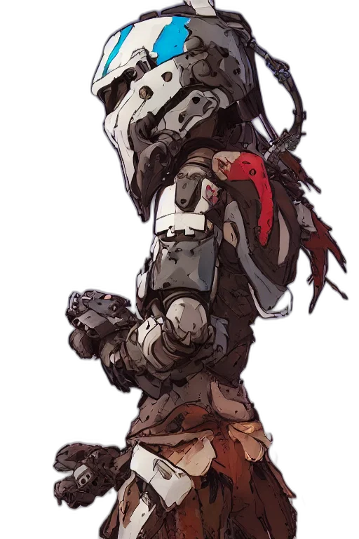 robot, weapon, mask, creature, concept art, fantasy art, cyberpunk, comic book art transparent PNG cut-out
