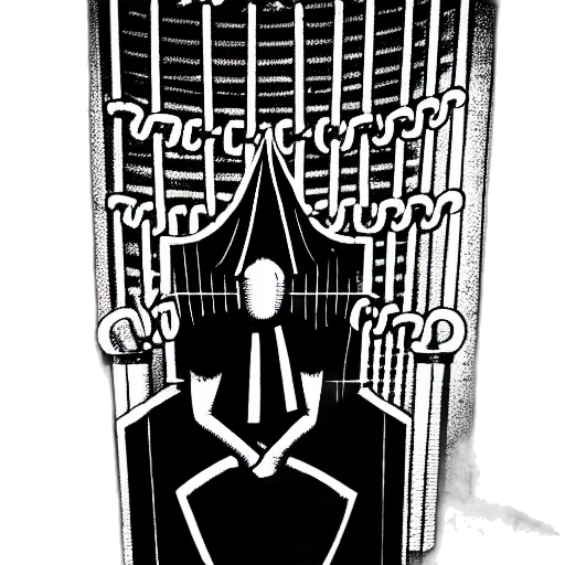 robot, crown, mask, sword, comic book art, concept art, cartoon, prisoner transparent PNG cut-out