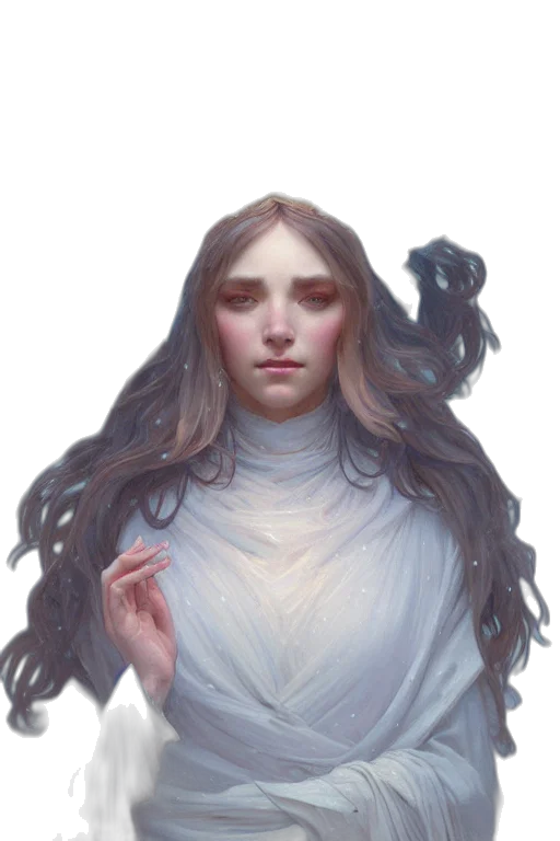 face, dress, creature, hair, fantasy art, concept art, oil painting, photorealistic transparent PNG cut-out