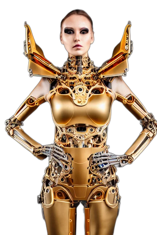 robot, jewelry, dress, cyberpunk transparent PNG cut-out
