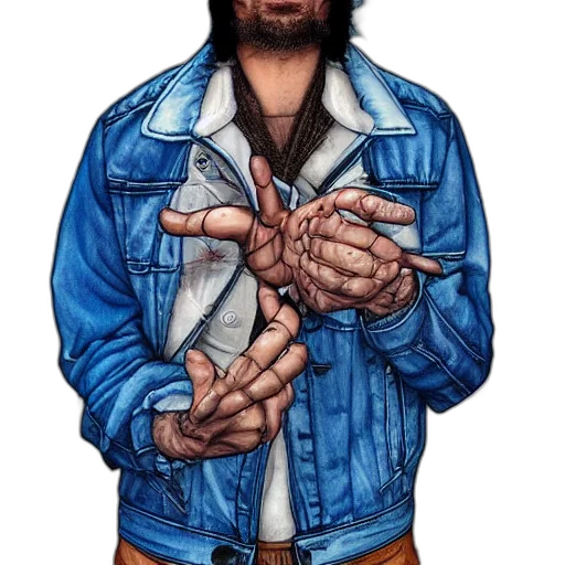 jacket, face, hair, comic book art transparent PNG cut-out