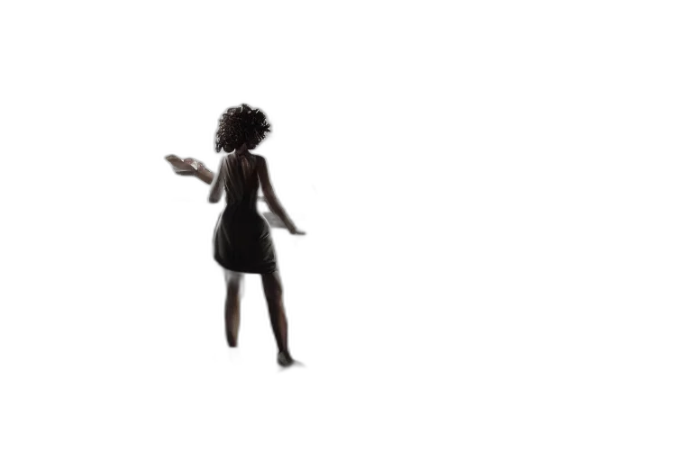 dress, hair, staff, robot transparent PNG cut-out