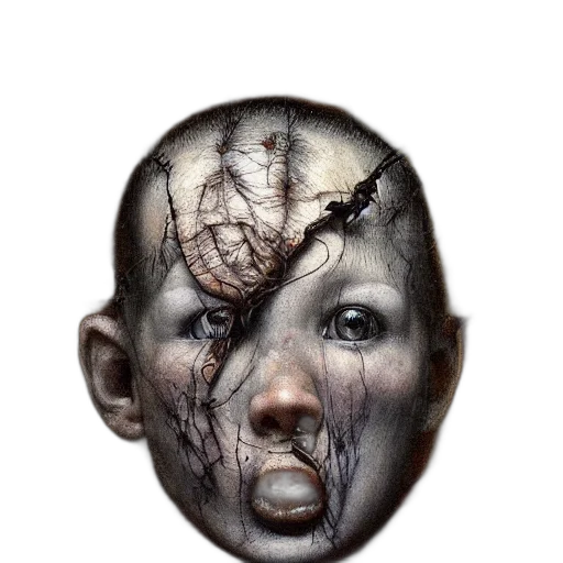 mask, face, creature, hair, photorealistic, fantasy art, concept art, cyberpunk transparent PNG cut-out