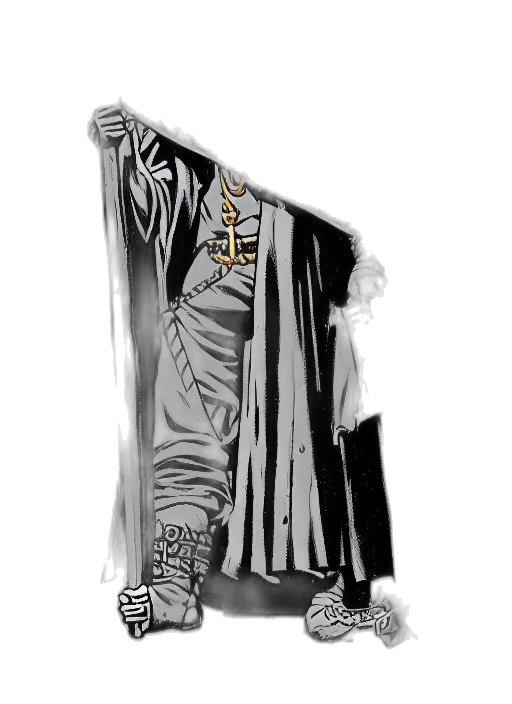 jacket, dress, sword, staff transparent PNG cut-out