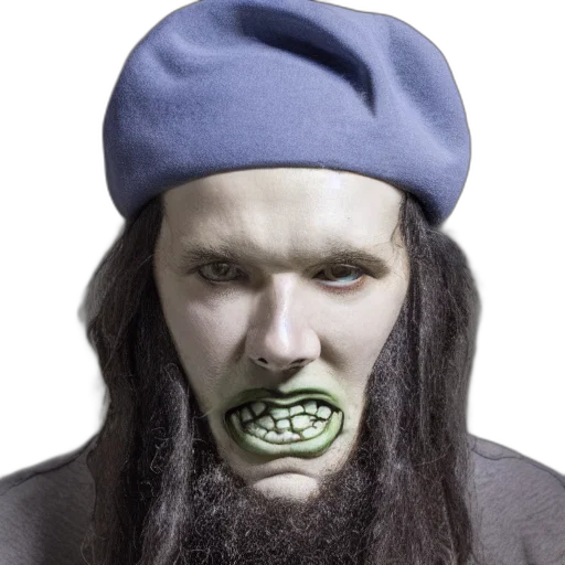 face, mask, creature, hat, photorealistic, fantasy art, concept art, 3d render transparent PNG cut-out