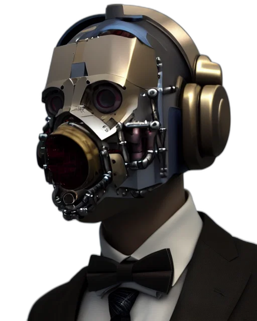 mask, robot, face, staff, concept art, cyberpunk, 3d render, pixel art transparent PNG cut-out