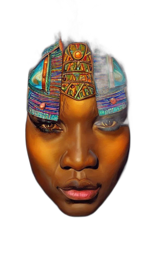 face, mask, jewelry, crown, photorealistic, concept art, fantasy art, oil painting transparent PNG cut-out
