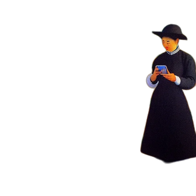 dress, hat, staff, bottle, pixel art, concept art, 3d render, cartoon transparent PNG cut-out
