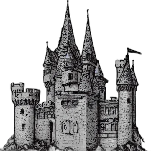 crown, building, staff, sword, concept art, fantasy art, 3d render, pixel art transparent PNG cut-out