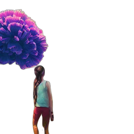 umbrella, flower, hair, creature transparent PNG cut-out