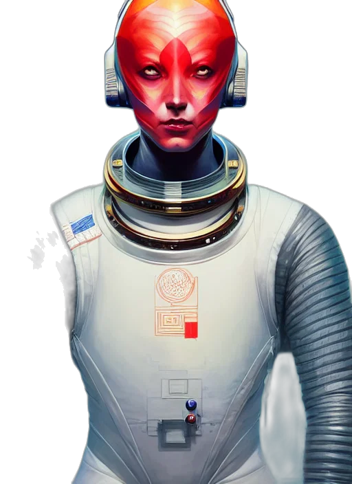 robot, face, mask, staff, concept art, comic book art, fantasy art, cyberpunk transparent PNG cut-out