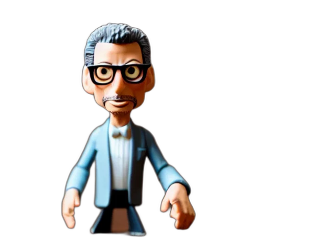 staff, cartoon, 3d render, concept art, pixel art, jeff, goldblum, figurine transparent PNG cut-out