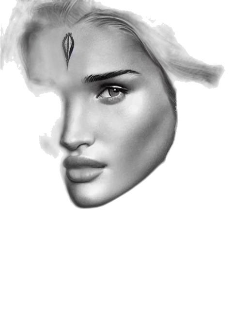 face, crown, hair, mask, photorealistic, pencil sketch, fantasy art, concept art transparent PNG cut-out