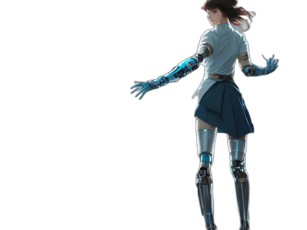 robot, jacket, dress, sword transparent PNG cut-out