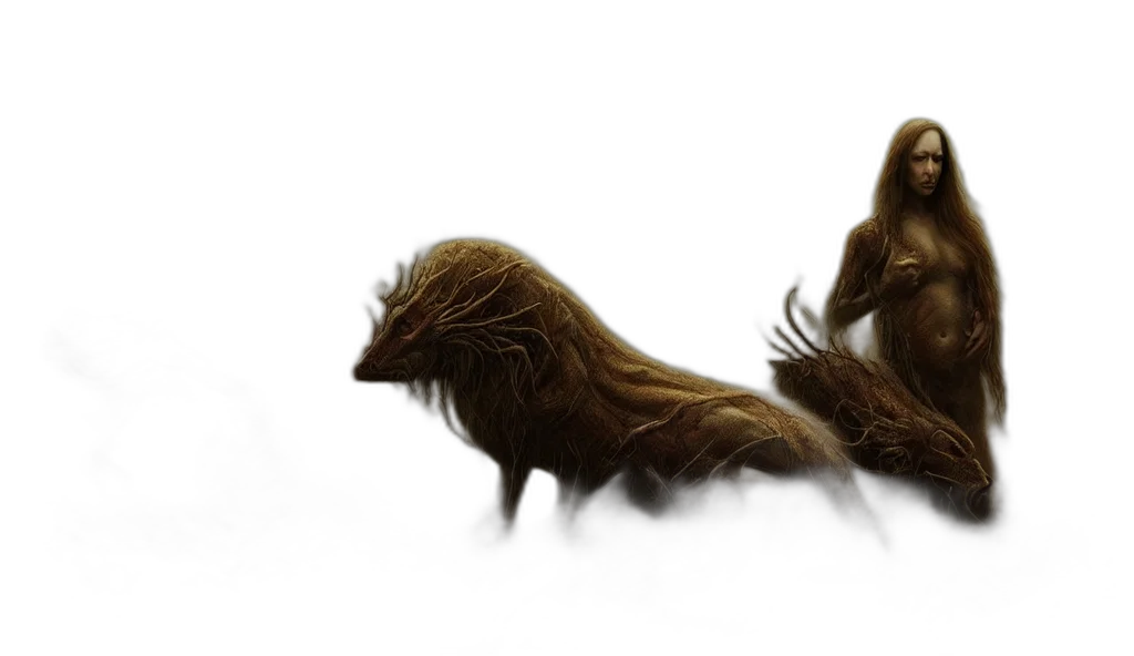 hair, animal, creature, dragon, concept art, 3d render, photorealistic, fantasy art transparent PNG cut-out