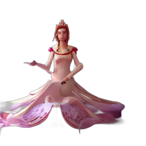 dress, crown, sword, jewelry, concept art, fantasy art, 3d render, watercolor transparent PNG cut-out