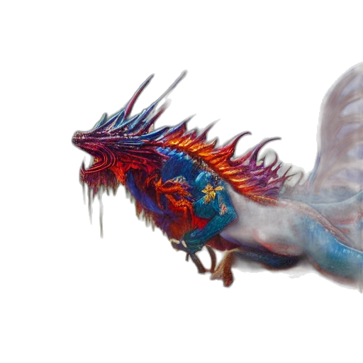 dragon, creature, animal, staff, concept art, fantasy art, photorealistic, watercolor transparent PNG cut-out