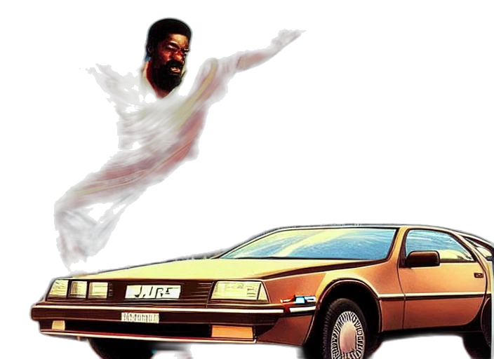 car, concept art, vaporwave, vfx, art, african, jesus, driving transparent PNG cut-out