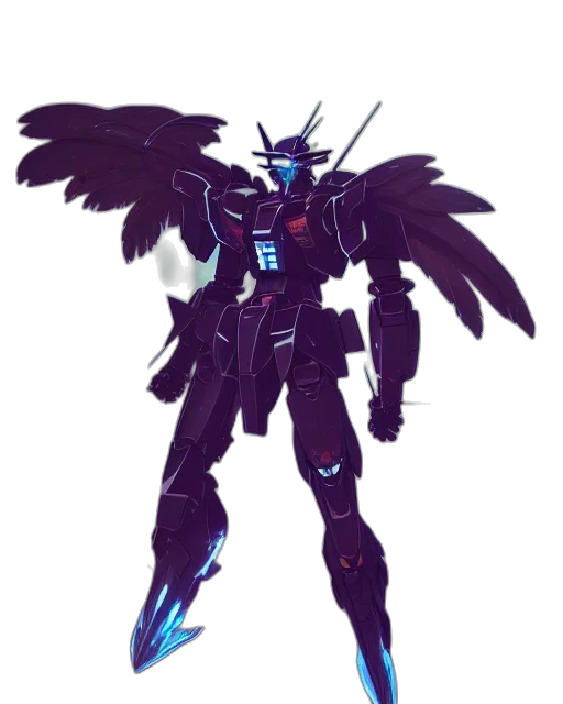 robot, weapon, staff, concept art, vaporwave, pixel art, fantasy art, dark transparent PNG cut-out