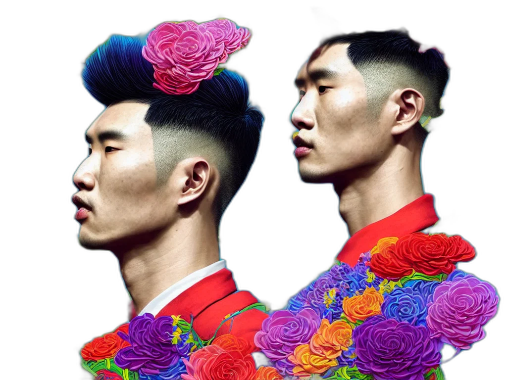 hair, face, photorealistic, vaporwave, neon, colorful, colourful, vfx transparent PNG cut-out