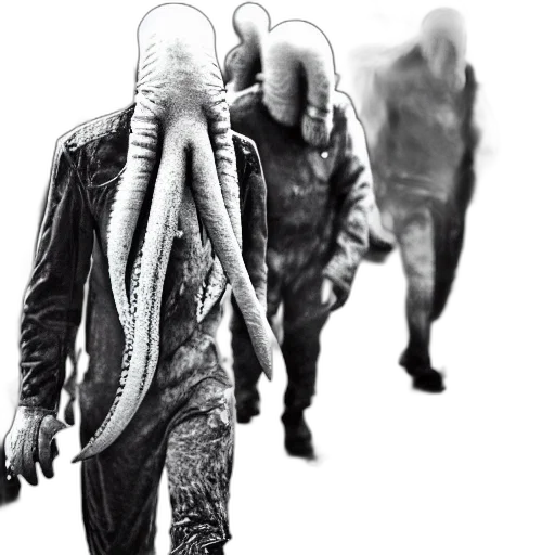 creature, animal, jacket, mask, concept art, 3d render, cyberpunk, outer space transparent PNG cut-out
